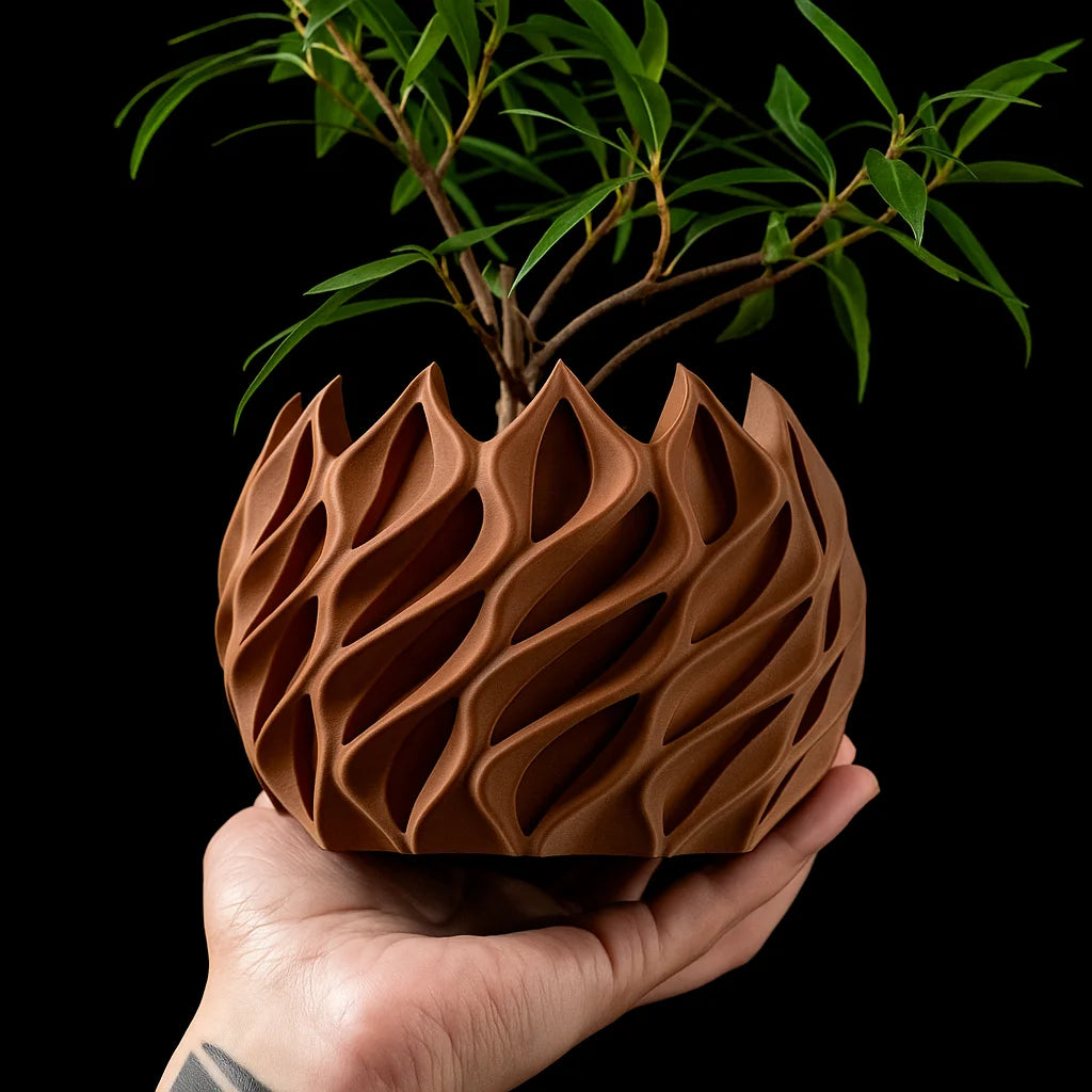 3D Printed Flower Pot, Biodegradable Texture Design - Modern Planters for Indoor Outdoor, Gardening Decor, Macetas para Plantas Elk-Valley 3D