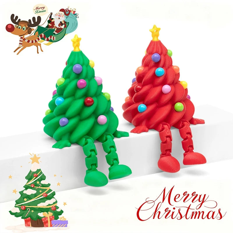3D Printed Christmas Tree Movable Santa Claus Snowman Desktop Ornament New Year Christmas Decorations Crafts Children Gift Elk-Valley 3D