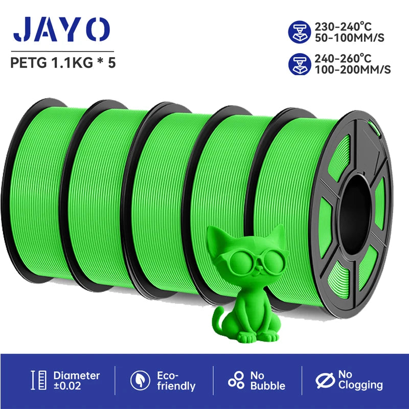 JAYO petg 3d printer filaments PETG 5Rolls 1.75mm Mixed Color Bubble Free FDM 3D Printer Material for 3d pen refill 1.1kg/1rolls Elk-Valley 3D
