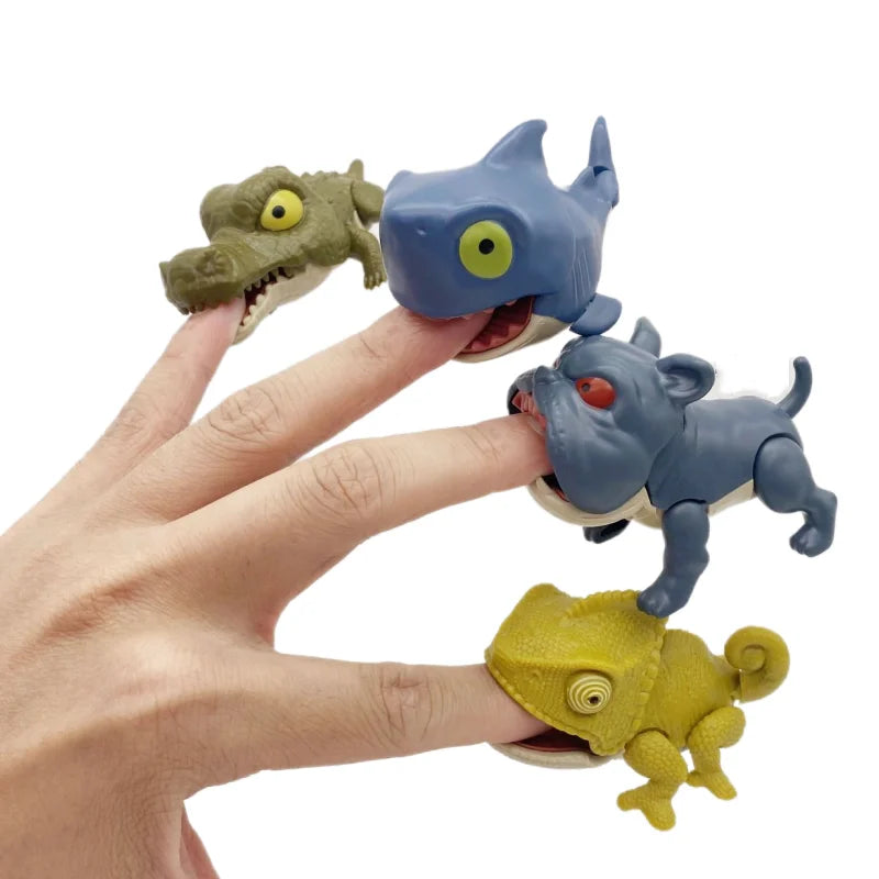 Children Jurassic Biting Finger Dinosaur Animals Model Toys Movable Joints Tricky Chameleon Hippo Kids Birthday Christmas Gifts Elk-Valley 3D