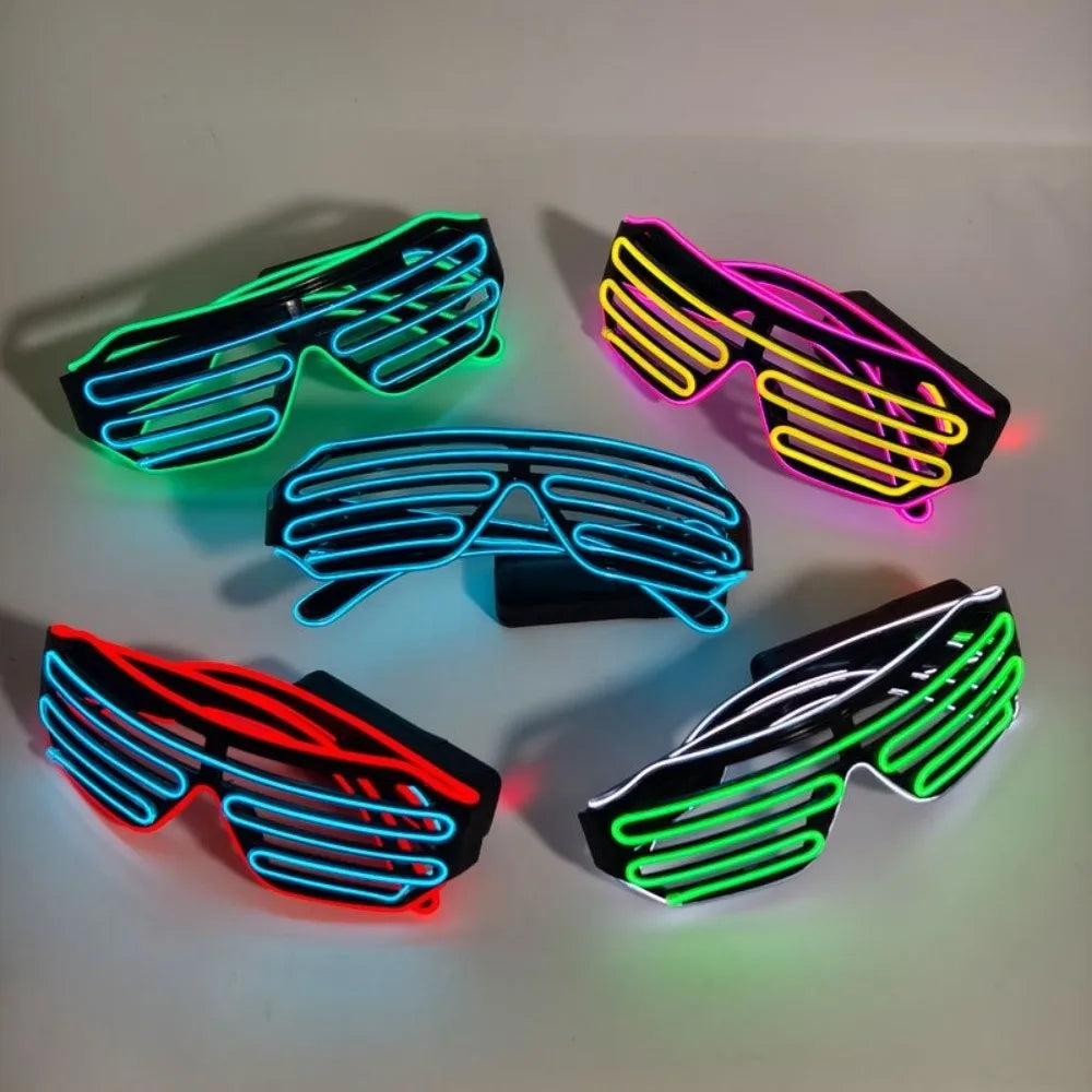 Wireless LED Glowing Glasses Cool Colorful Neon Glasses Double Colors Glow-in-the-dark Luminous Glasses Halloween Costumes Elk-Valley 3D