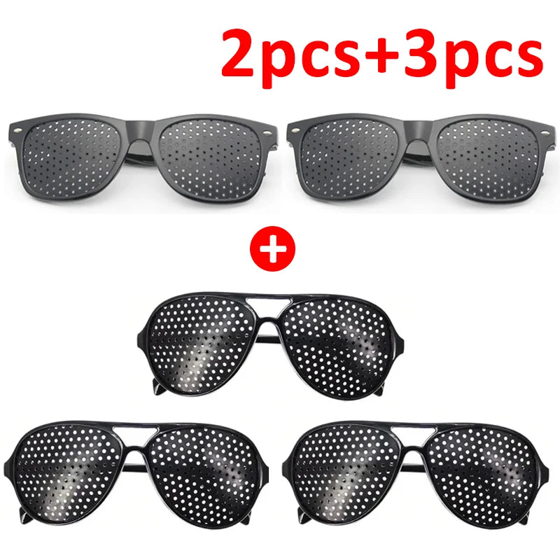 1-5PCS Anti-myopia Astigmatism Glasses With Holes Vision Correction Fatigue Pin Hole Glasses For Men Women Eyesight Improvement Elk-Valley 3D