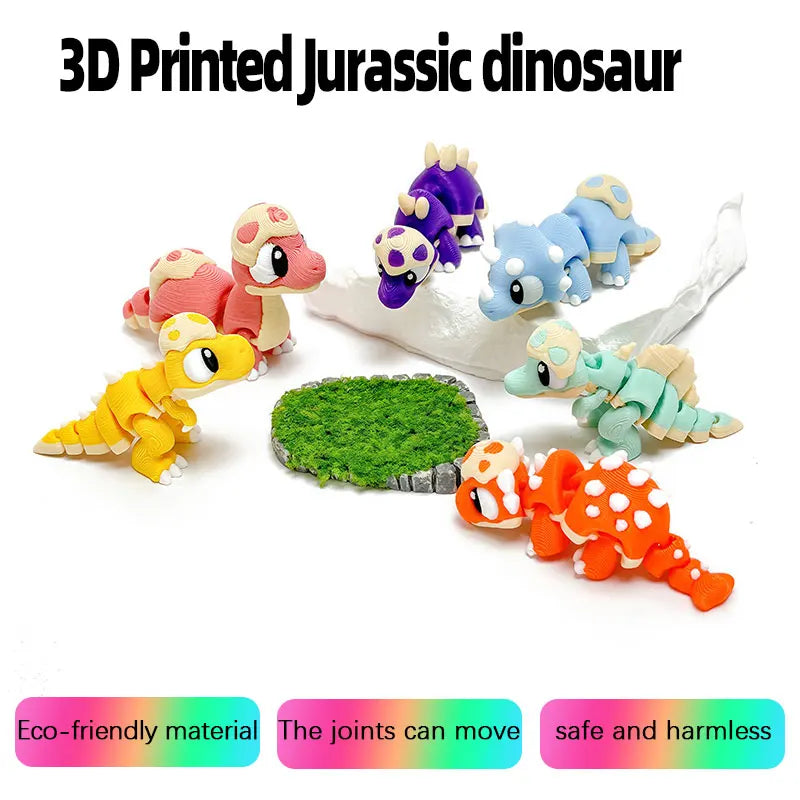 Mini 3D Printed Dinosaur Toys - Movable Joints Egg Shell T-Rex Spinosaurus Triceratops Brachiosaurus for Desktop Creative Decor Elk-Valley 3D