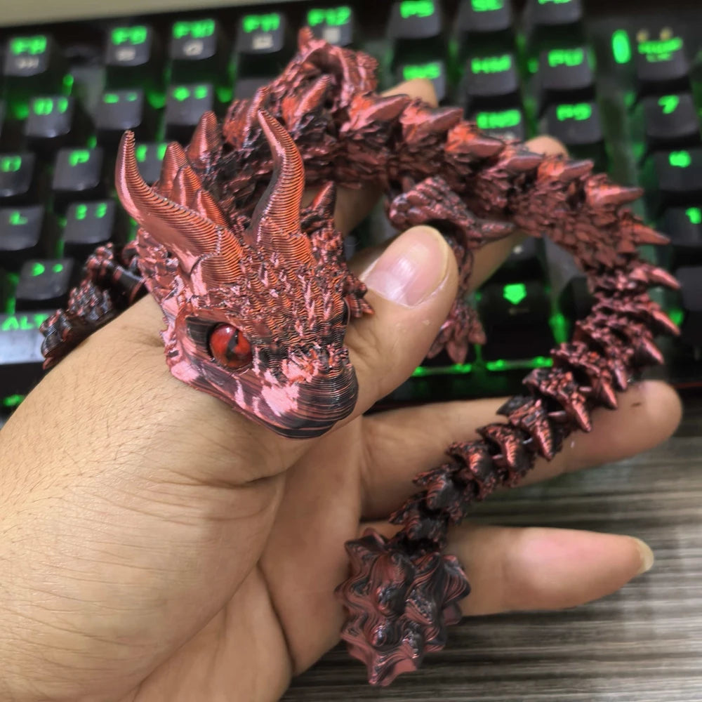 22-30CM 3D Printed Simulated Eyes Flying Dragon Baby Ornaments Joints Can Move Dragon Rockery Fish Tank Landscaping Decoration Elk-Valley 3D