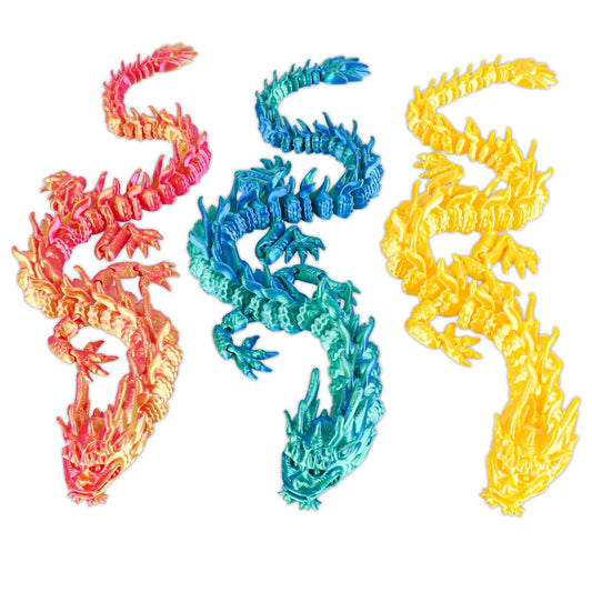 3D Printed Dragon Model 30.7cm- Poseable with Moving Joints & Limbs, Cool Home Decor, Unique Collectible Gift for Kids Adults Elk-Valley 3D