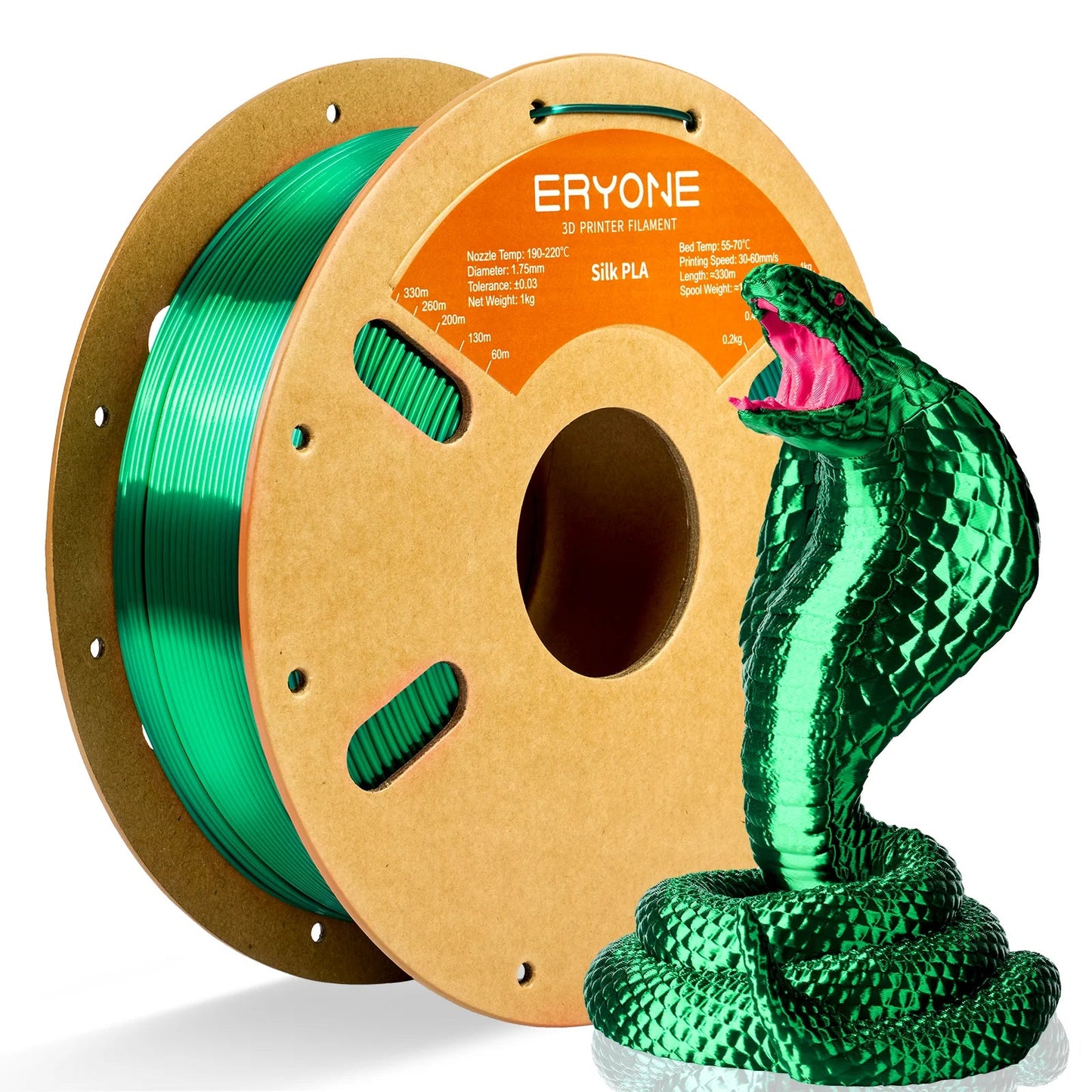 ERYONE 1KG Silk PLA 3D Printer Filament 1.75mm, Premium Silk Shiny Finish Single Color, Glossy Smooth Surface 1kg Spool Elk-Valley 3D