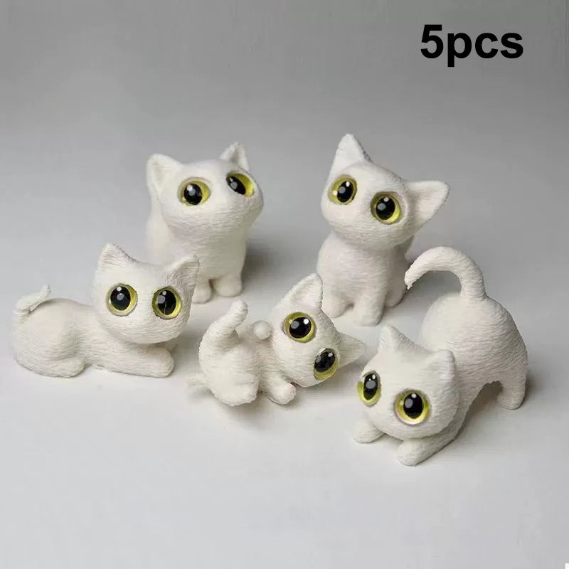 3D Printed Cat Ornament with Large Eyes Miniature Statue Miniature Adorable Kitten Micro-Scenery Craft Desktop Decoration