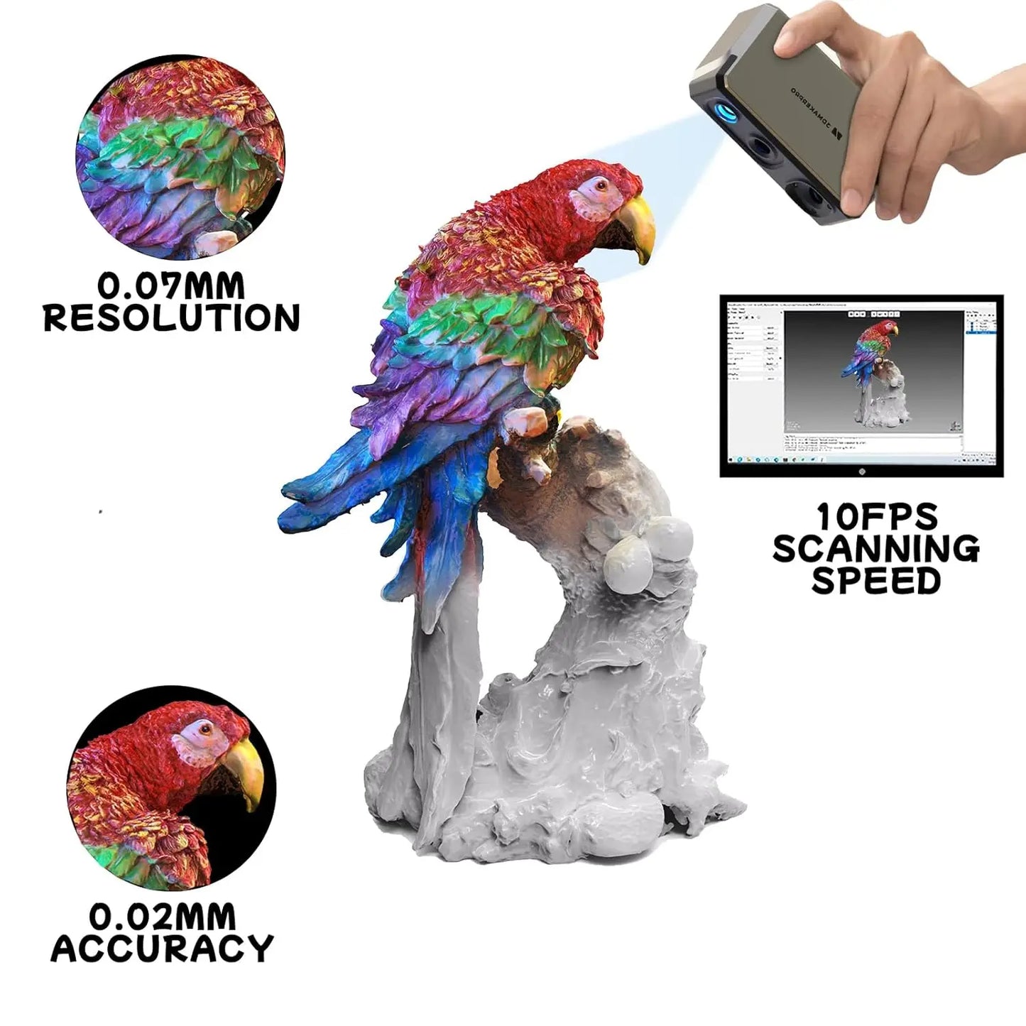 Seal Lite 3D Scanner for 3D Printing -3D Printer Accessories Handheld Scan 0.02mm Accuracy,NIR Light & Anti-Shake Optical Lenses