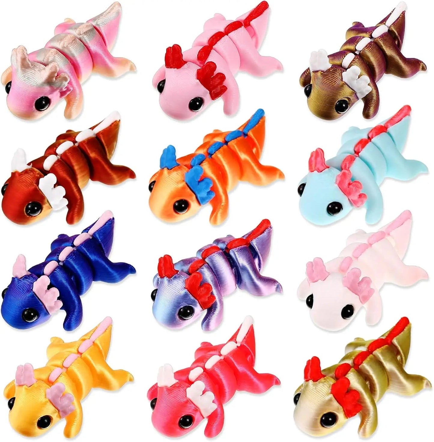3D Printed Fidget Toy 3D Printed Axolotl Small Animal Toy Flexible Cute Articulating Pet Stress Relief Fidget Toys for Play Elk-Valley 3D
