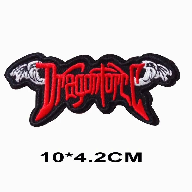 5PCS/ Text Clothing Stickers Fabric Applique Embroidery Iron On Patches,Punk Rock Music Band Badges Clothes Striped Sewing Patch Elk-Valley 3D