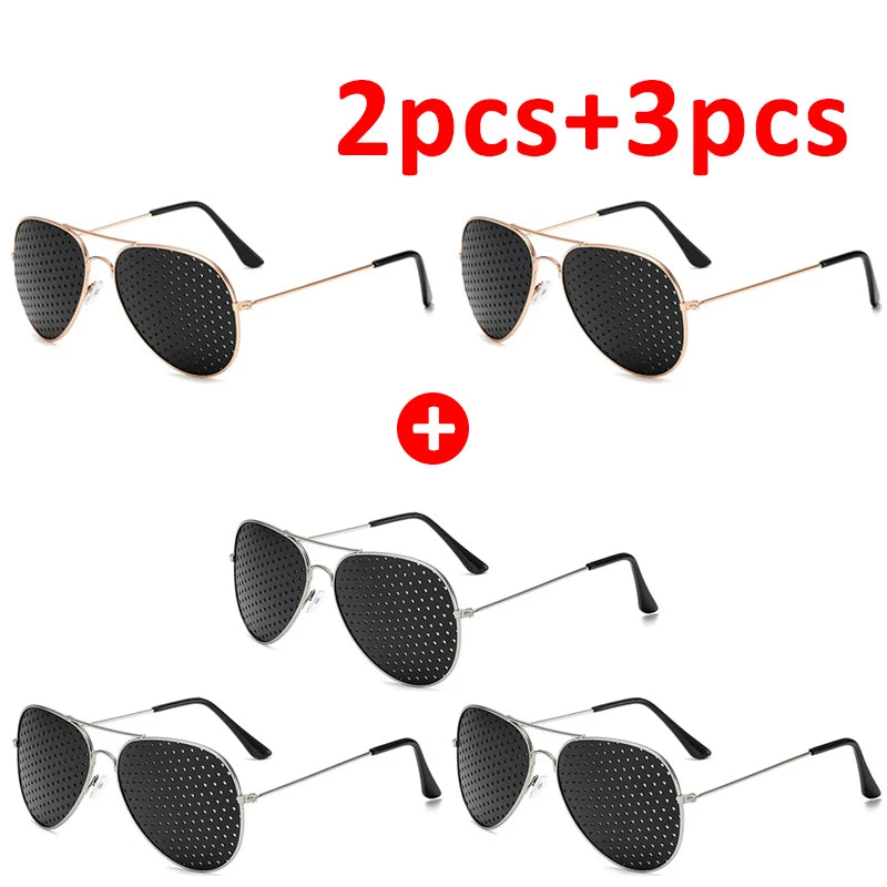 1-5PCS Anti-myopia Astigmatism Glasses With Holes Vision Correction Fatigue Pin Hole Glasses For Men Women Eyesight Improvement Elk-Valley 3D