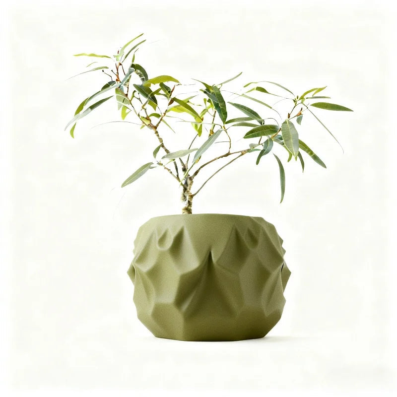 Eco-Friendly 3D Printed Flower Pot Rhombus Line Texture Square Style Artistic Home Decor maceta Elk-Valley 3D