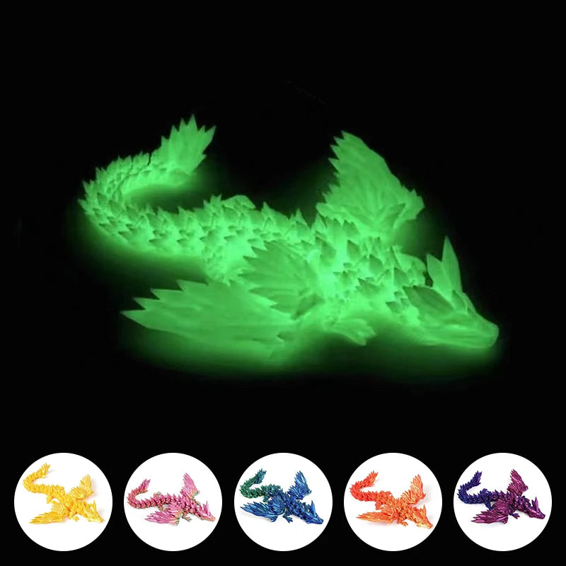 15cm 3D Printed Magic Dragon Movable Joint Rotatable Articulated Office Desktop Ornament Crafts Boy Birthday Gifts Home Decor Elk-Valley 3D
