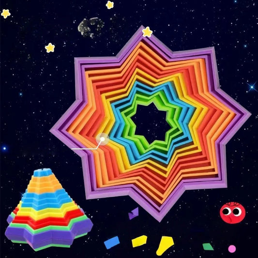 3D Printed Fractal Hexagon Toy Mesmerizing Spiral Design Pressure Relief Three-dimensional Pyramid פירמידה מסתובבת