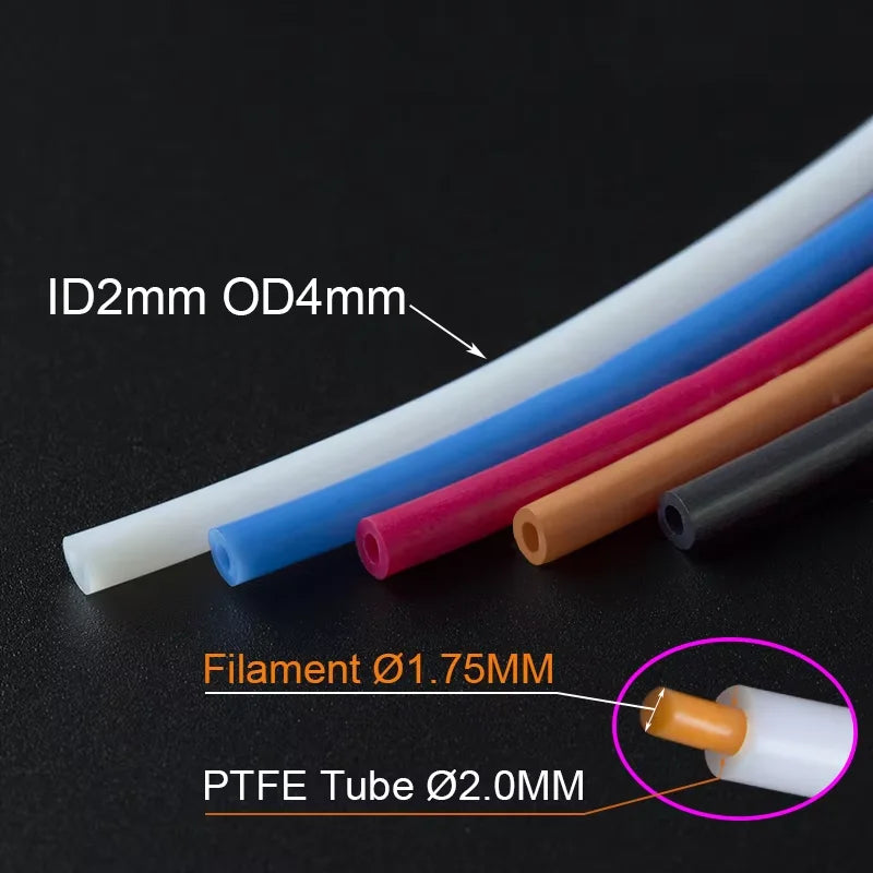 1/2/4M Bowden Extruder PTFE tube for J-head Hotend V5 V6 1.75mm Filament ID 2mm OD 4mm Teflonto pipe for Ender 3 3D Printer Part Elk-Valley 3D