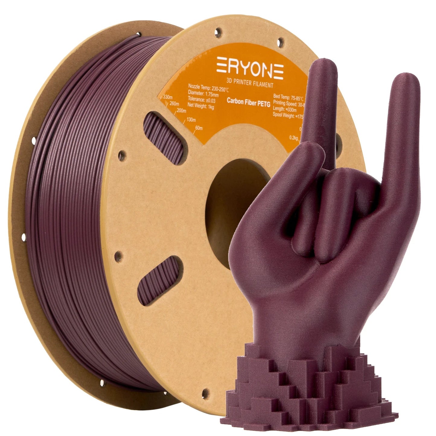 Eryone 1KG PETG Carbon Fiber Filament 1.75mm, 15% CF High Rigidity 3D Printer Filament, +/-0.03mm Elk-Valley 3D