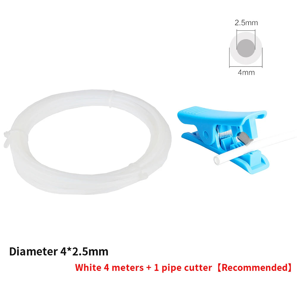 3D Printer  hotend Parts PTFE Tube Teflonto Pipe Bowden Extruder 1.75mm ID2mm OD4mm 1M 2M with Cutter and Cable tie White Black Elk-Valley 3D