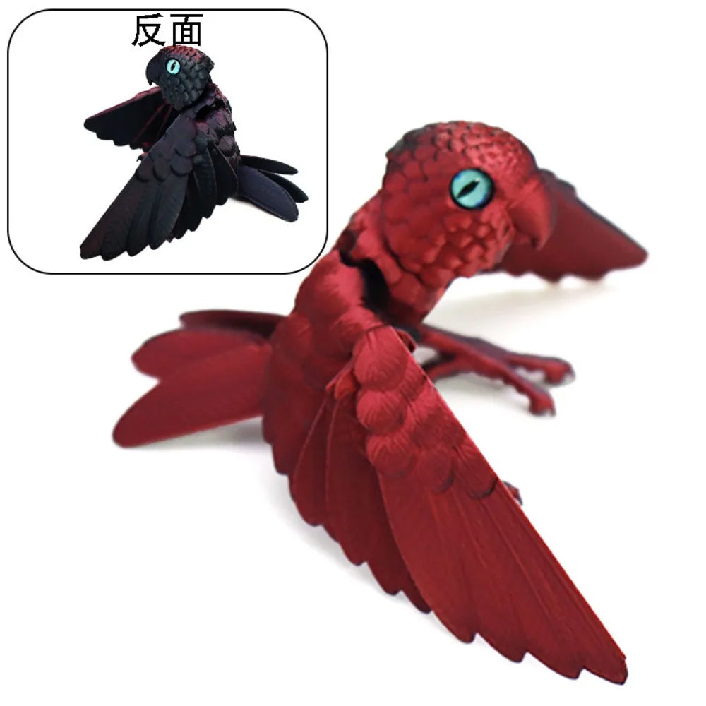 Simulated Eye 3D Printed Parrot Model Flexible Animal Sparkling 3D Printed Parrot Animal Poseable Joints Laser Elk-Valley 3D