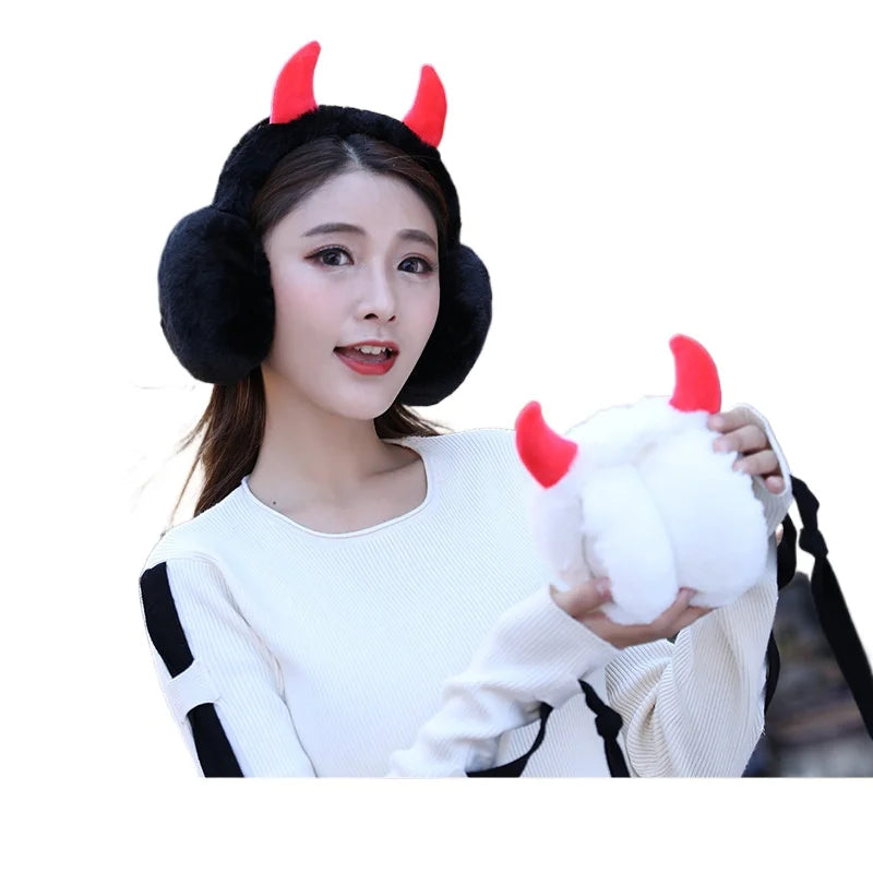 New Lovely Winter Warm Cat Ear Warmers Glitter Ears Plush Earmuffs for Women Playful Girls Ear Muffs Cold Protection Warm Hot Elk-Valley 3D