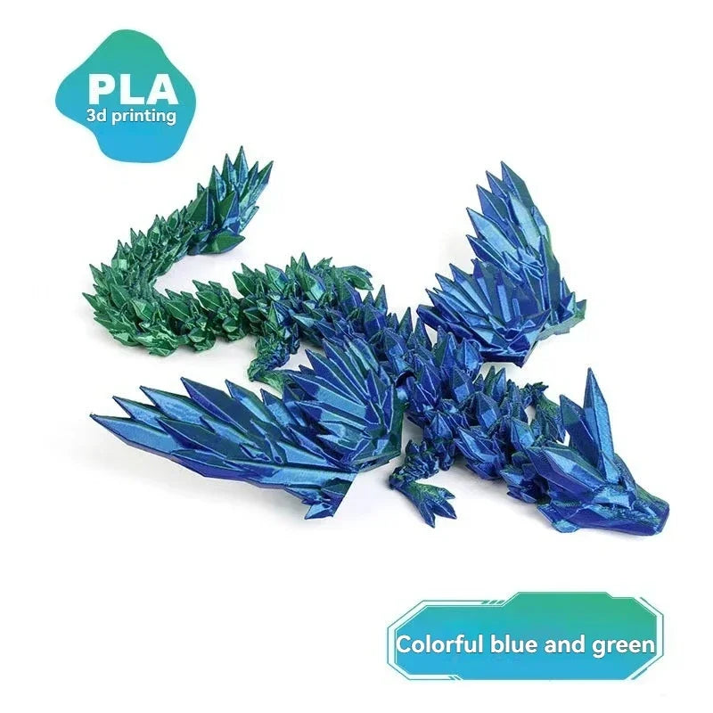 3D Printed Colorful Gem Dragon Figurines Movable Joint Rotatable Articulated Crafts Western Style Miniature Desk Ornament Dragon Elk-Valley 3D
