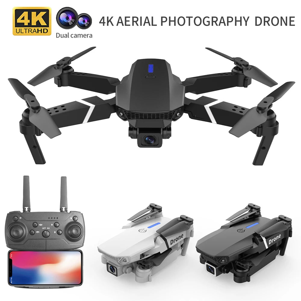E88 Mini Drone Profesional 180° Electric Adjustable Obstacle Avoidance Bushless Uav 15000M Quadcopter toy Elk-Valley 3D