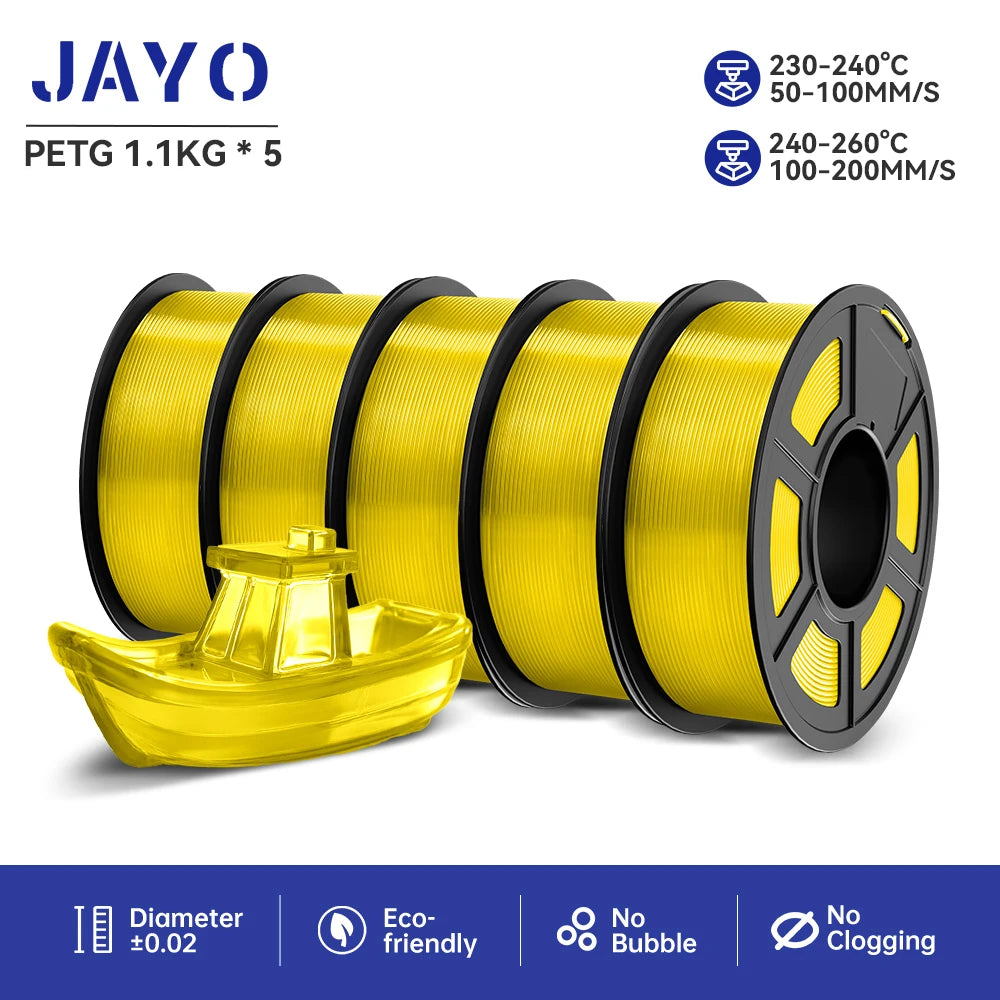 JAYO petg 3d printer filaments PETG 5Rolls 1.75mm Mixed Color Bubble Free FDM 3D Printer Material for 3d pen refill 1.1kg/1rolls Elk-Valley 3D
