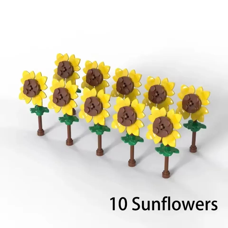 DIY Plant Tree City Bricks Assemble MOC Pine Christmas Tree Model Building Blocks Educational Sunflower Brick For Children Gifts Elk-Valley 3D