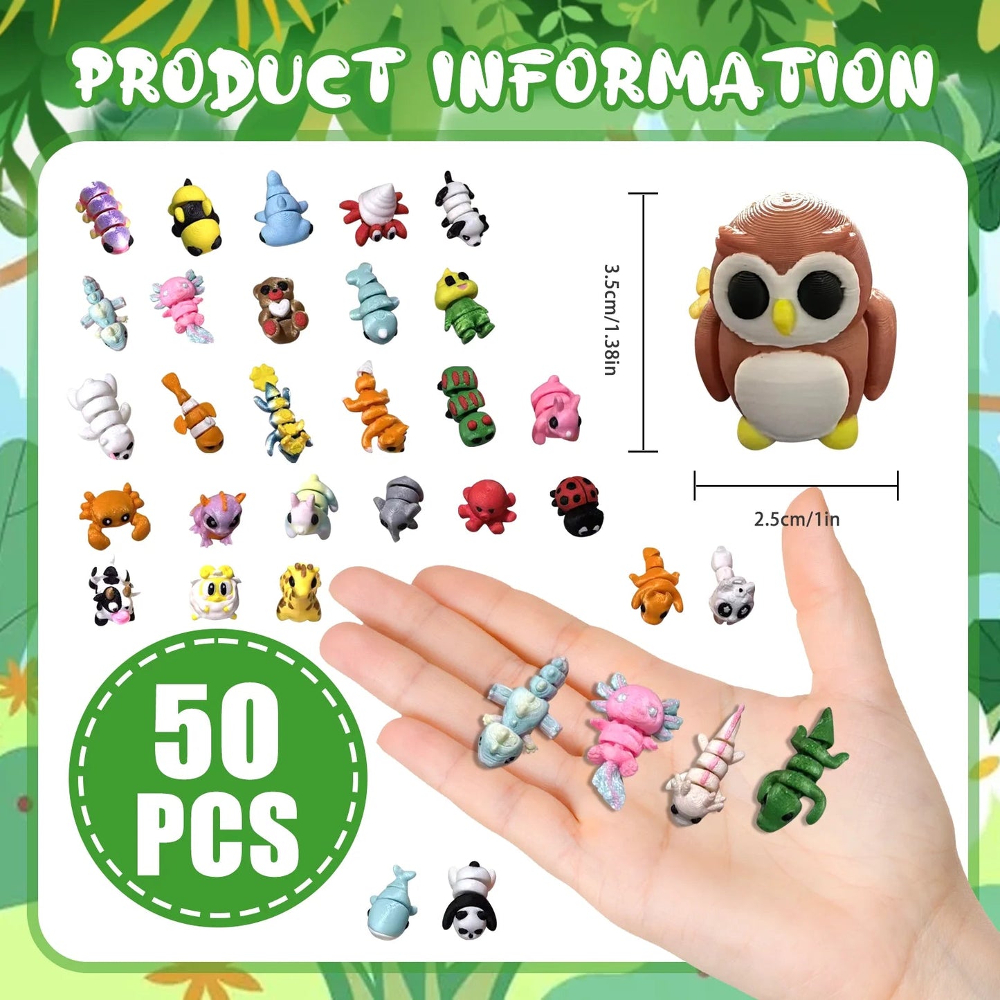 10/20/30/50Pcs Mini 3D Printed Animal Figurines Set, Articulated Flexible Fidget Toys Cute Desk Pets Decor for Fun Party Favors Elk-Valley 3D