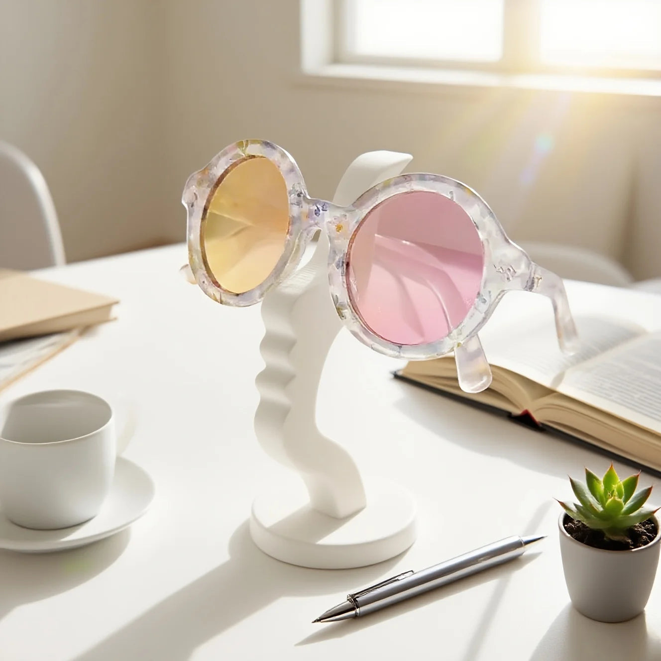2Pc Creative Side Face Shaped Eyeglass Holder Stand 3D Printed for Glasses Storage Rack Fun Practical Desktop Art Decor Ornament Elk-Valley 3D
