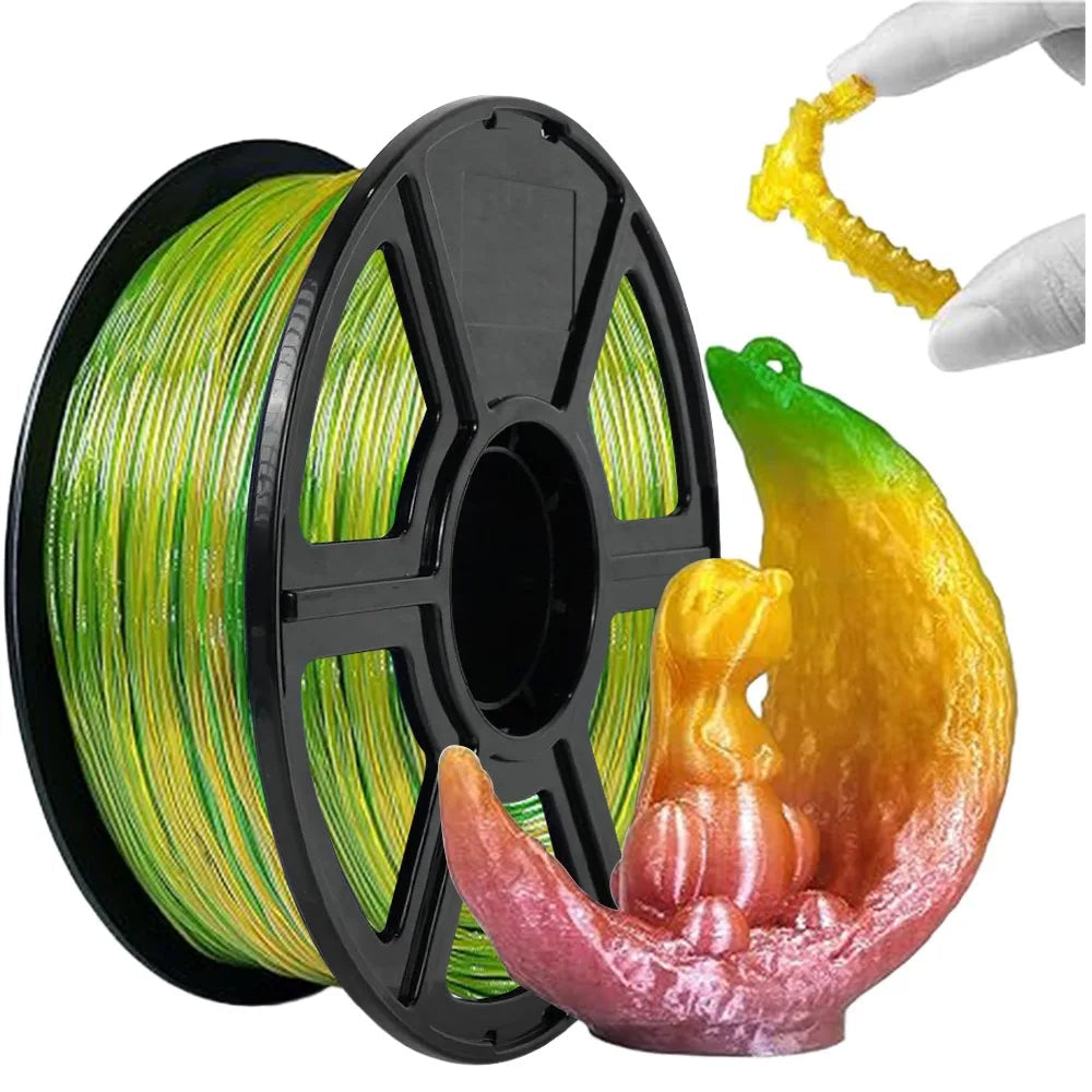 Flexible TPU Filament 1.75mm 1kg/500g/250g/200g Rainbow Color Change Filament TPU 3D Printer TPU Fexible Soft 95A Filament Green Elk-Valley 3D