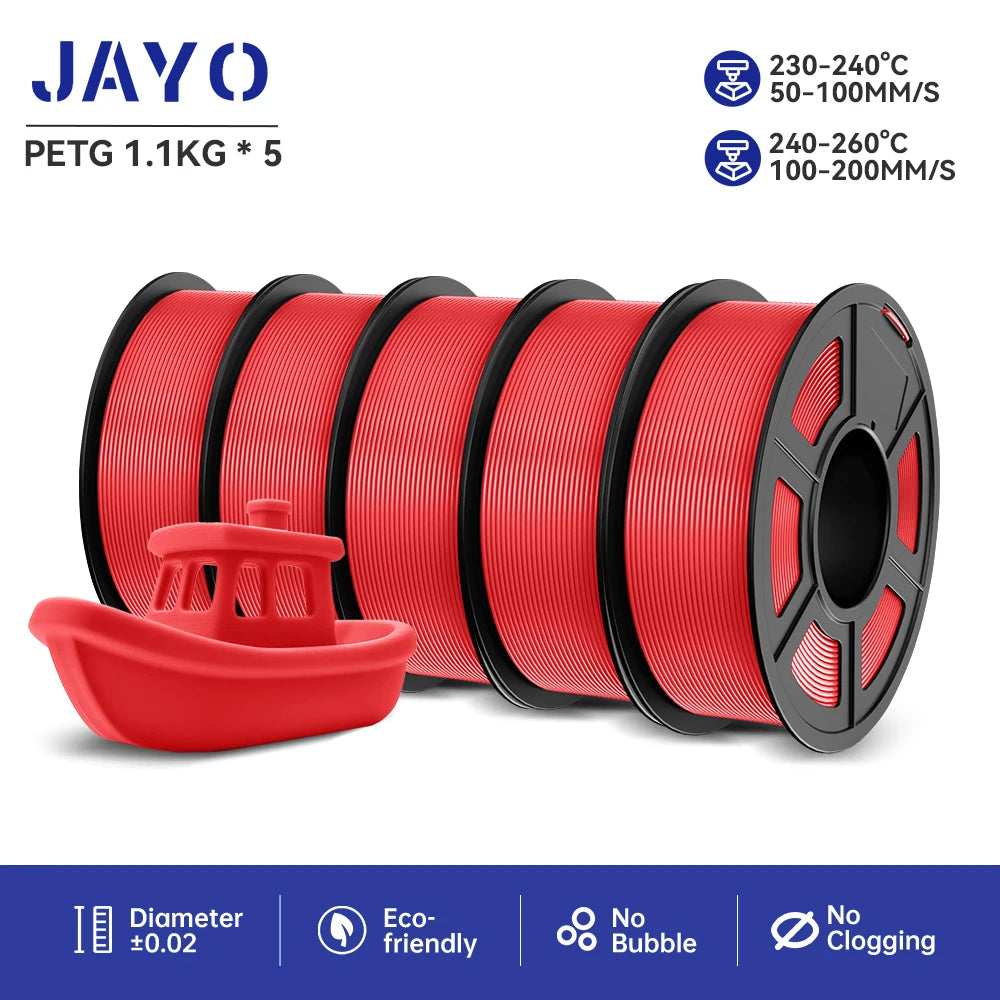 JAYO petg 3d printer filaments PETG 5Rolls 1.75mm Mixed Color Bubble Free FDM 3D Printer Material for 3d pen refill 1.1kg/1rolls Elk-Valley 3D