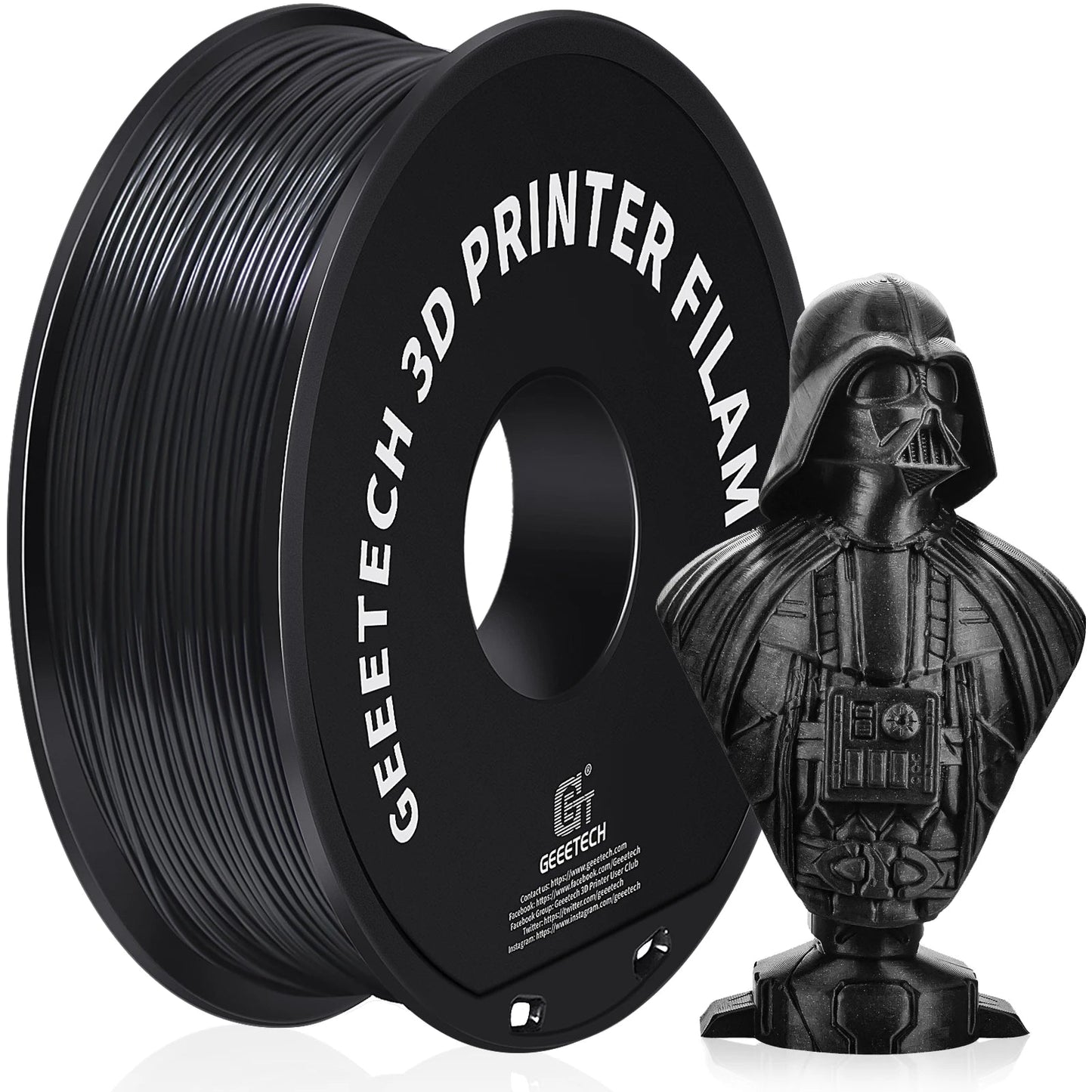 Geeetech  ABS+ 3D Filament 1.75mm 1KG plastic, 3D Printer Material, Tangle-Free, Non-Toxic, Vacuum Packaging White Black Elk-Valley 3D