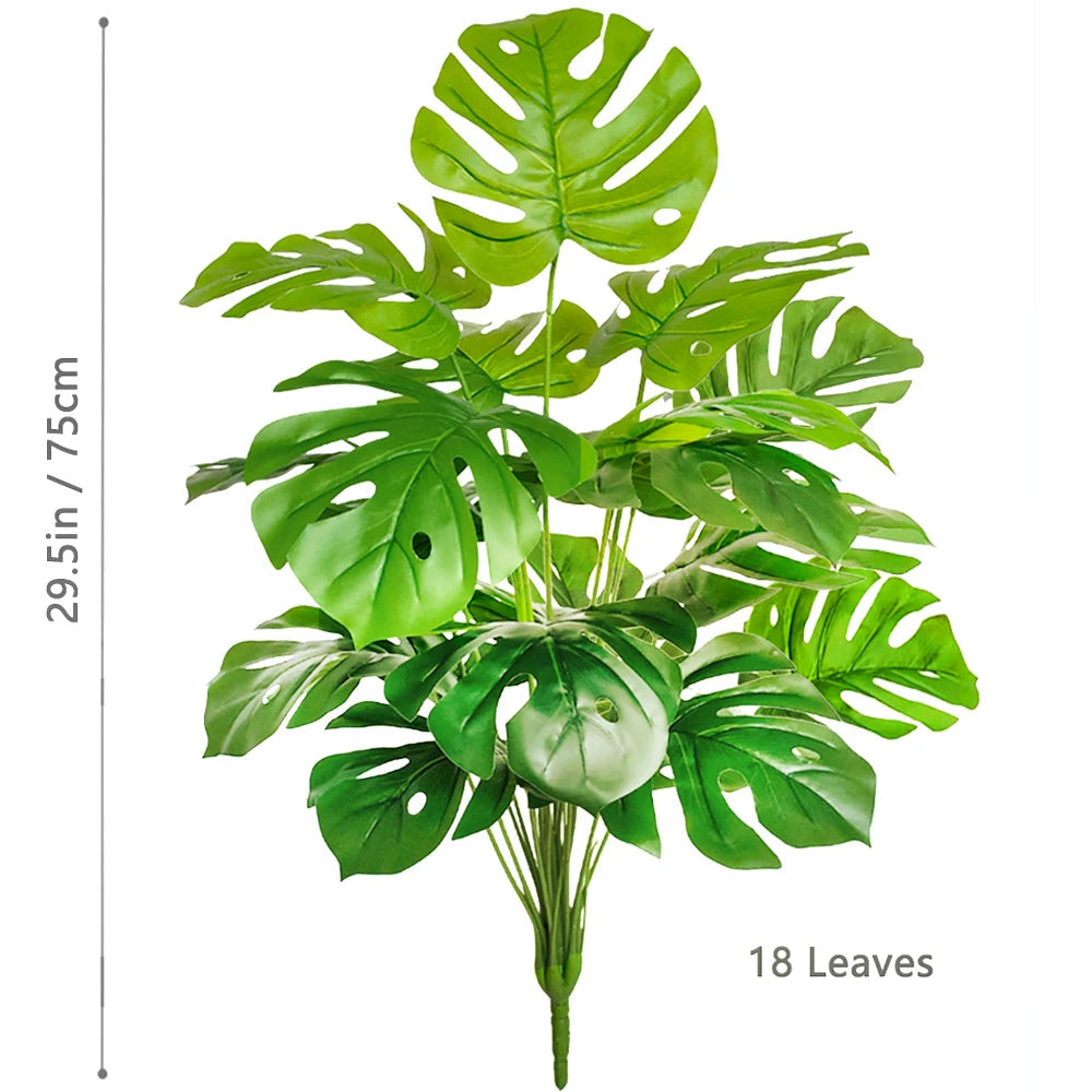 52-104cm(40.94in)  Artificial Monstera Plant Fake Palm Tree Plastic Turtle Leaf Green Plant for Home Garden Room Office Decor Elk-Valley 3D