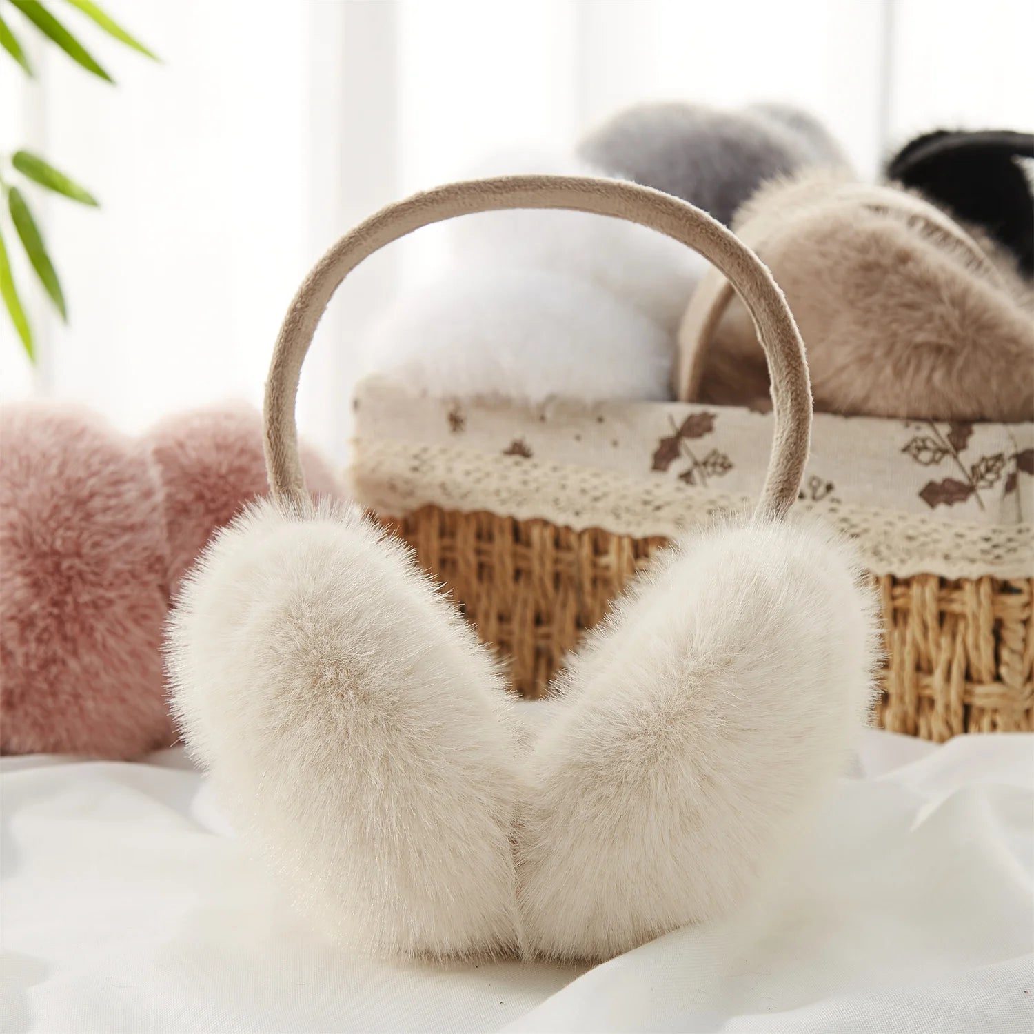 Anjj High Quality Earmuffs Faux Rabbit Fur Hang Ear Cover Warm Winter Ear Muffs Fur Earmuffs Unisex Adult Ear Warmer Fold Elk-Valley 3D