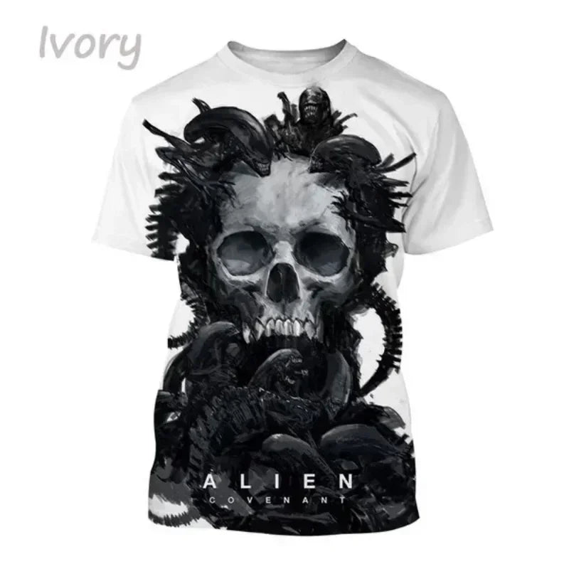 Fashion Men Clothing New Alien Creature 3D Print T-shirt Personalized Casual Oversized T Shirt Harajuku Street Unisex Tops Tees Elk-Valley 3D