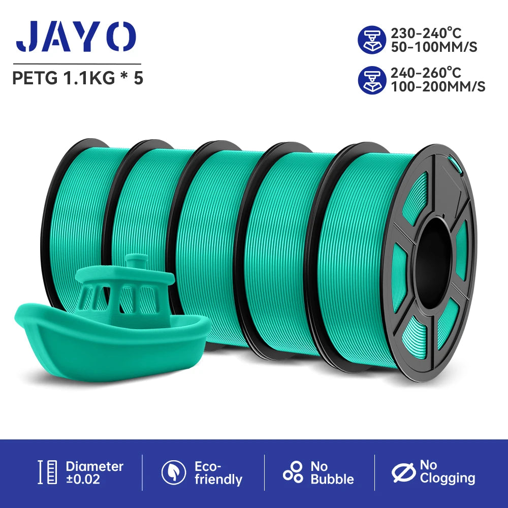 JAYO petg 3d printer filaments PETG 5Rolls 1.75mm Mixed Color Bubble Free FDM 3D Printer Material for 3d pen refill 1.1kg/1rolls Elk-Valley 3D