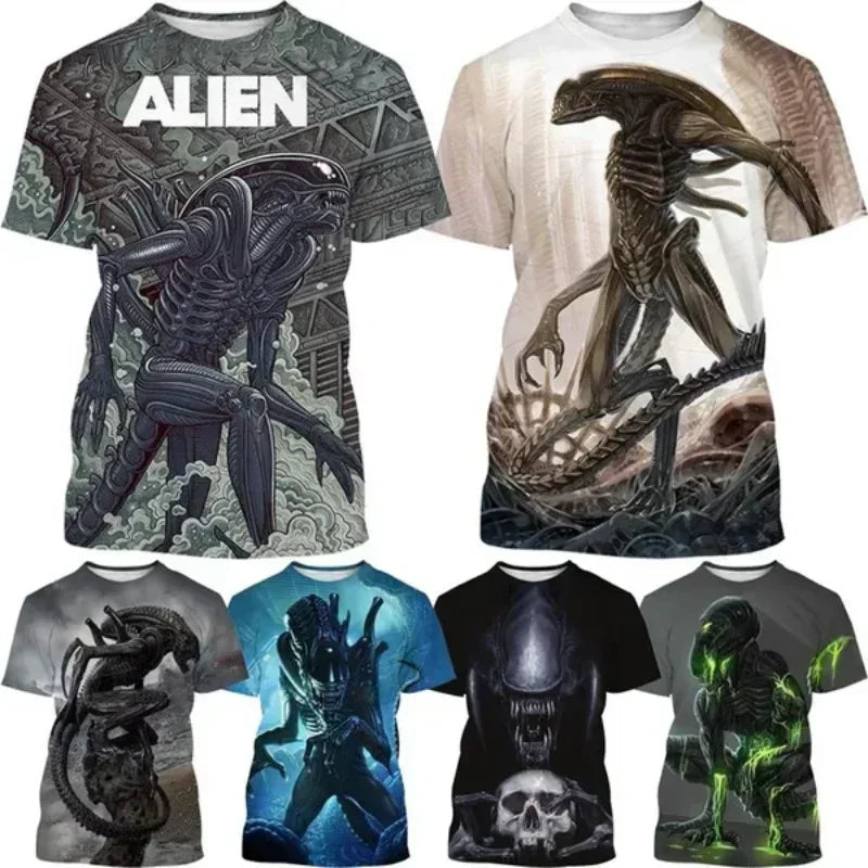 Fashion Men Clothing New Alien Creature 3D Print T-shirt Personalized Casual Oversized T Shirt Harajuku Street Unisex Tops Tees Elk-Valley 3D