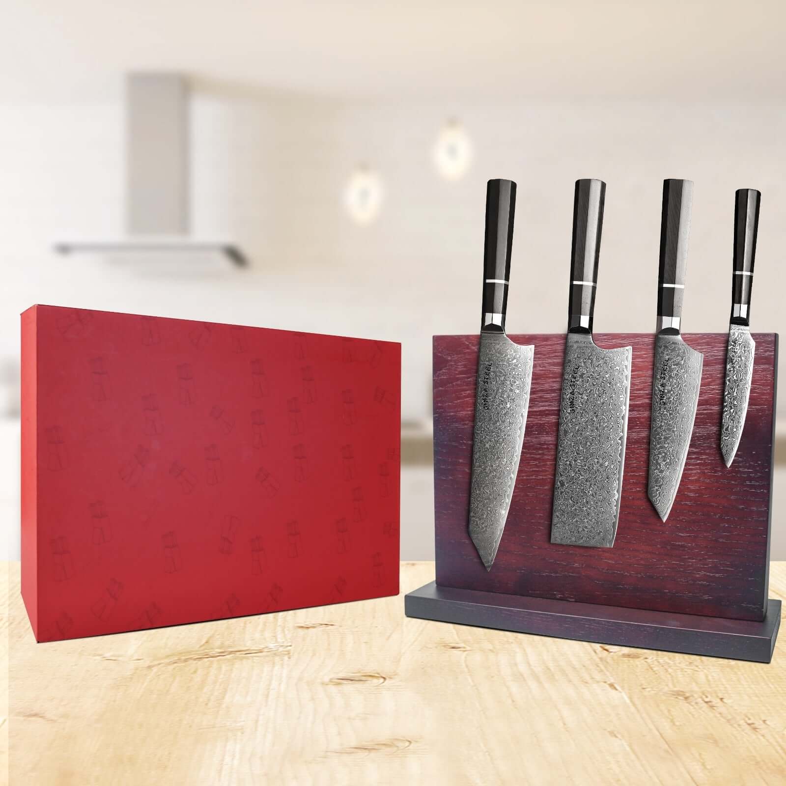 KASAI KOGATANA FIVE | Essential 5 pcs Knife set | 4 Knives with Magnetic Wood Block Ginza Steel