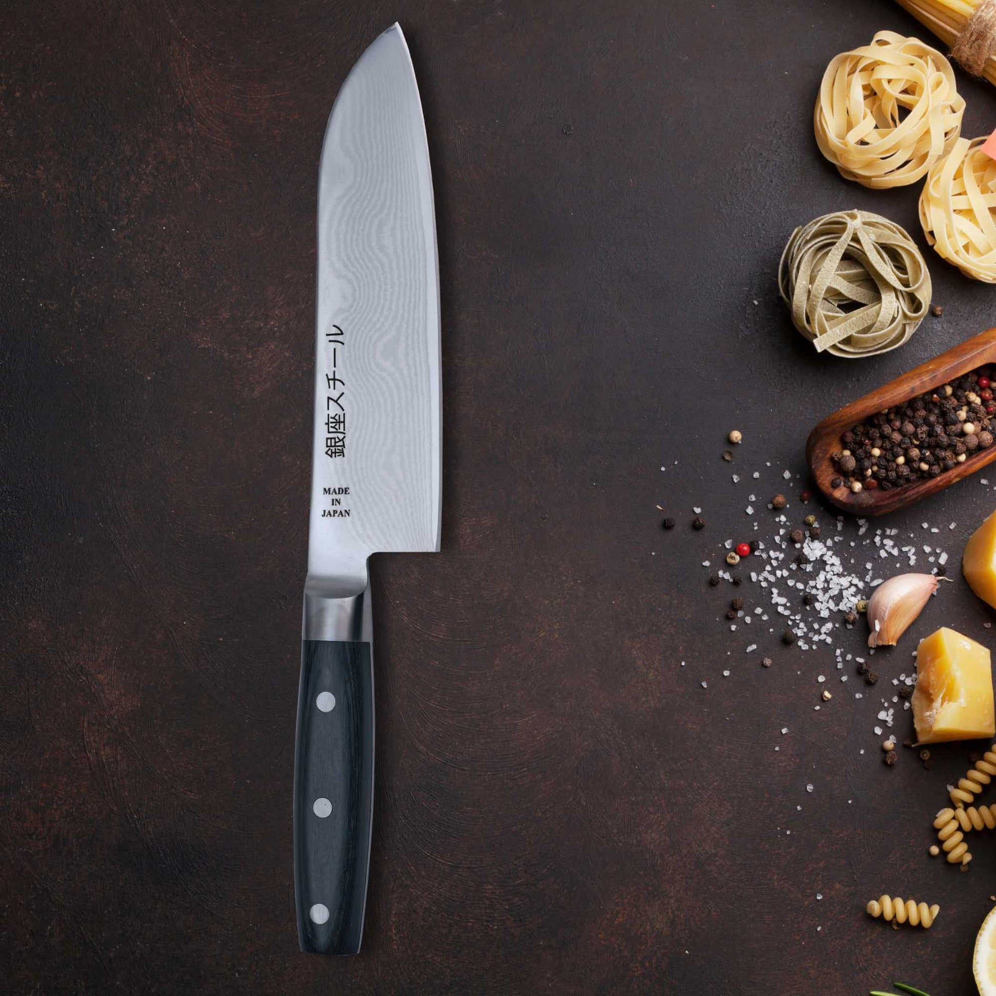 HAYAMI 180 - VG10 - 33 Layered Damascus Steel Santoku Knife 180mm Ginza Steel