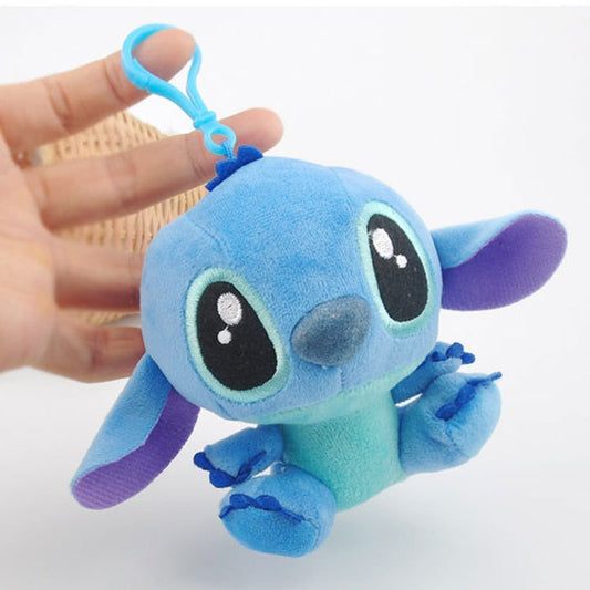 4"10cm Disney Lilo Stitch Plush Toys Dolls with Plastic hook Plush Keychain Pendant Soft Stuffed For Kids Baby Gifts Elk-Valley 3D