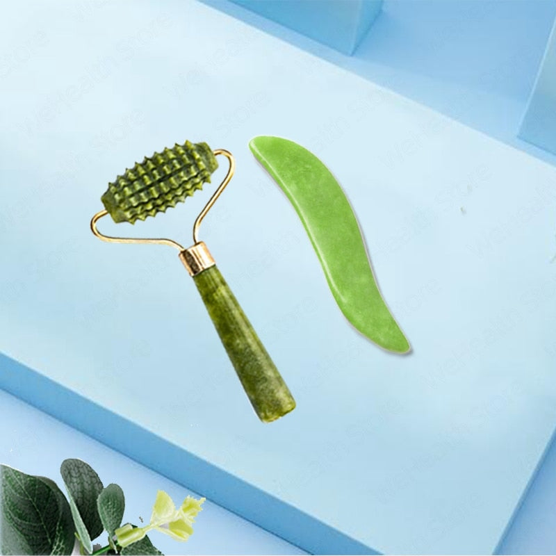 Natural Face Massager Gua Sha Jade Roller Face Massage Tool Set Face For Massager Guasha Facial Neck Skin Beauty Care Set