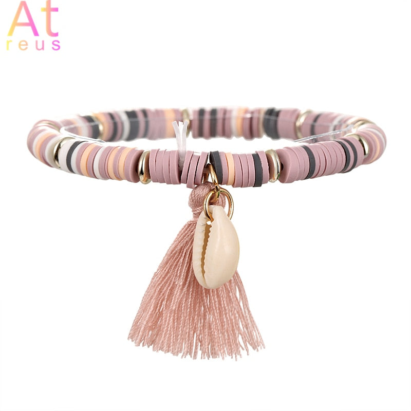 Multicolor Tassel Anklet Bohemian Jewelry For Women Acrylic Beaded Elastic Chain Ankle Chain Leg Foot Chain