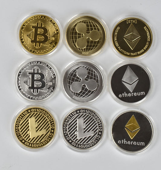 1PC Gold Plated Collectible crypto coin Bitcoin BTC coin Litecoin Ripple Eth Shiba Cardano IOTA FIL wow doge cryptocurrency coin Elk-Valley 3D