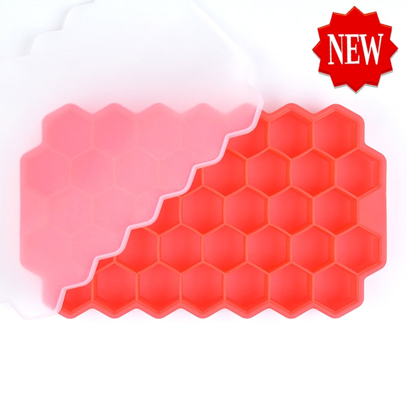 SILIKOLOVE Honeycomb Ice Cube Trays with Removable Lids Silica Gel Ice Cube Mold BPA Free