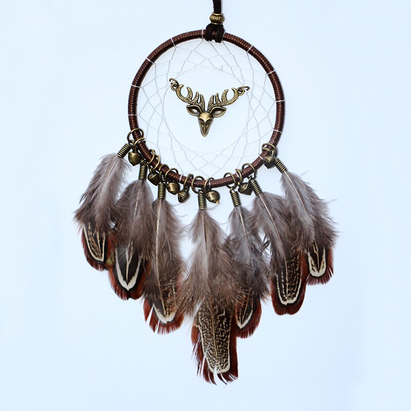 Original silver gray dream catcher 2 ring Indian feather hanging art gifts to bestie friends creative valentine's day gifts