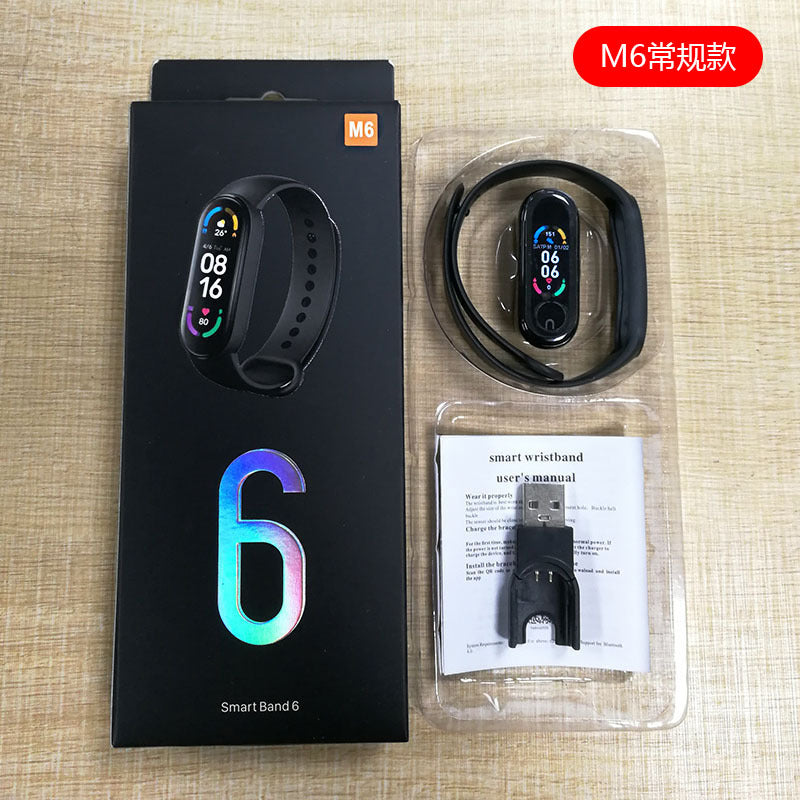 M6 smart bracelet heart rate blood pressure bluetooth step meter music weather sleep monitoring cross-border m6 smart sports bracelet