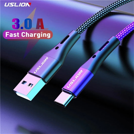 3A USB Type C Cable Wire For Samsung S10 S20 Xiaomi mi 11 Mobile Phone Fast Charging USB C Cable Type-C Charger Micro USB Cables Elk-Valley 3D