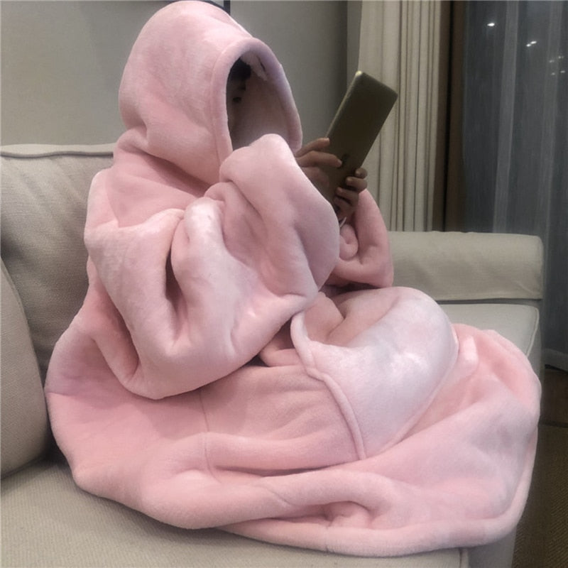 Blanket with Sleeves Women Oversized Winter Hoodie Fleece Warm Hoodies Sweatshirts Giant TV Blanket Women Hoody Robe Couple Men Elk-Valley 3D